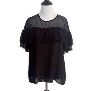 J. Crew Black Swiss Dot Edie Top size 8